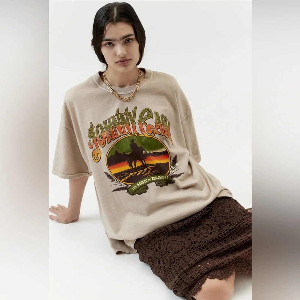 Johnny Cash Man In Black T-Shirt Dress - Picture 2 of 11